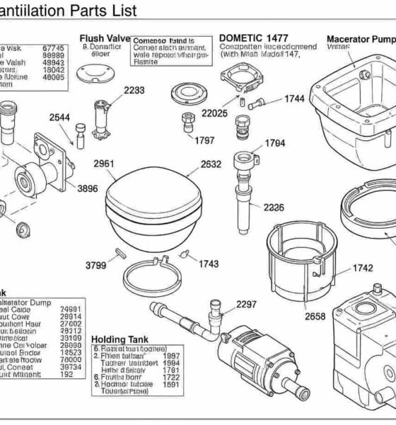 parts list for dometic model 147 sanitation toilets